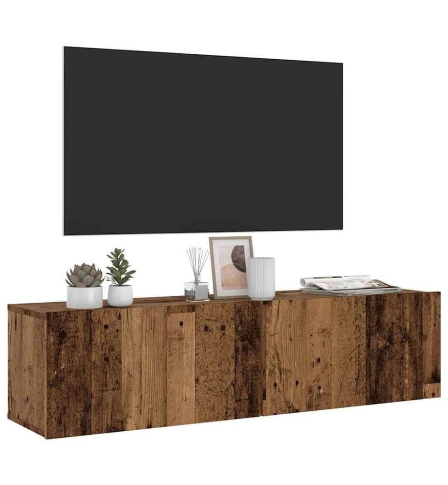 Meuble TV mural vieux bois 120x30x30 cm bois d'ingénierie