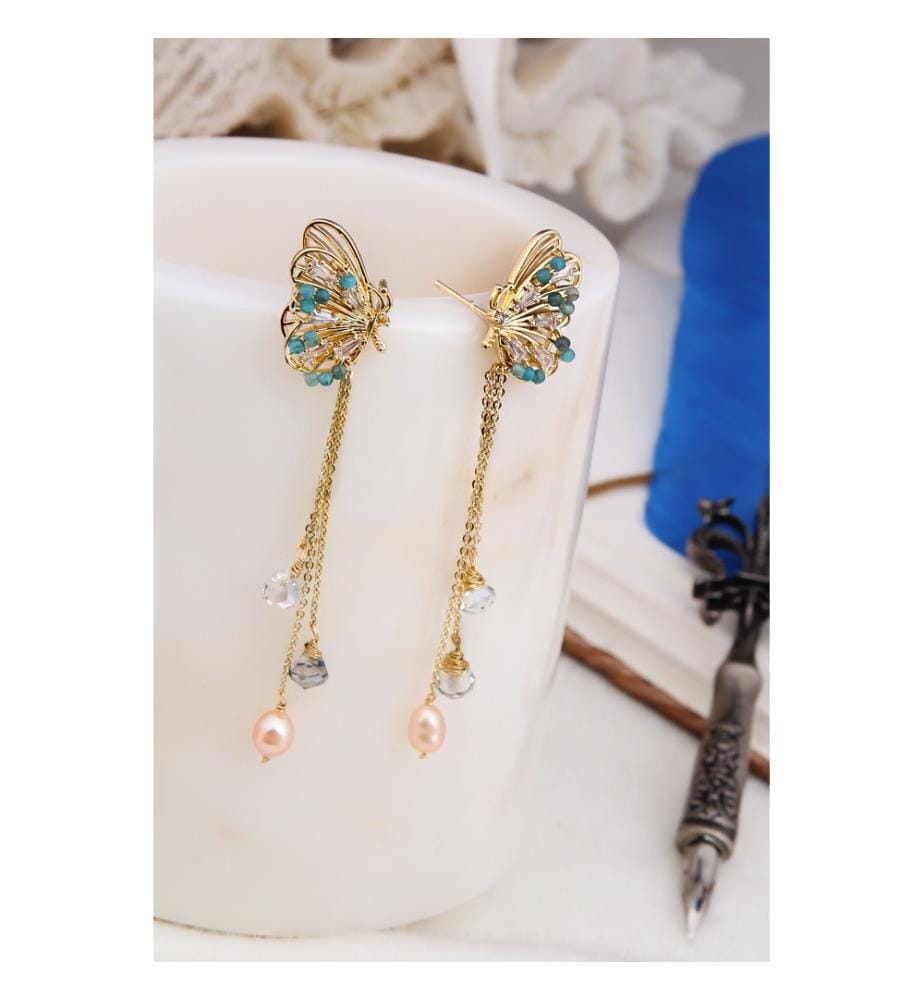 Boucles d'Oreilles en perles - Bleu