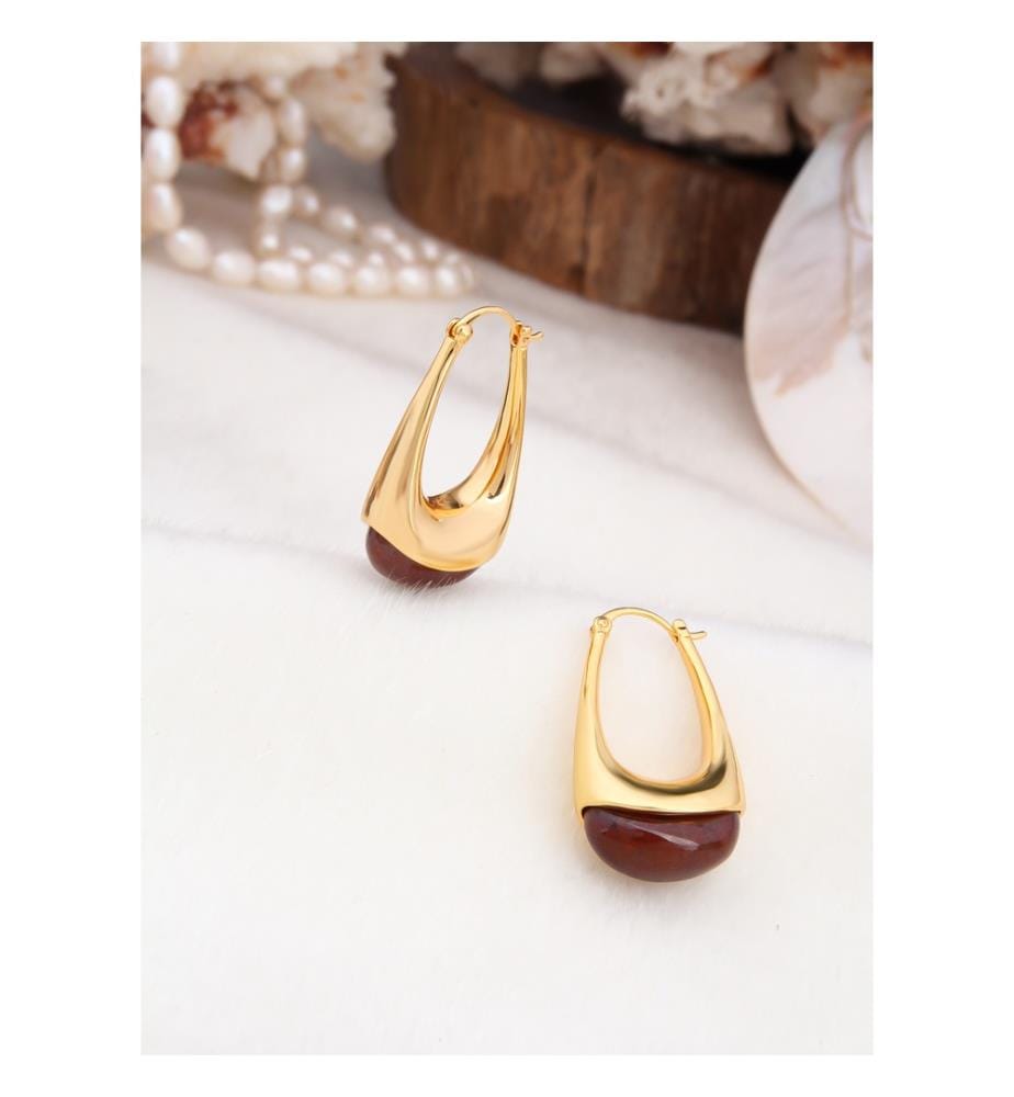 Boucles d'Oreilles en agate - marron