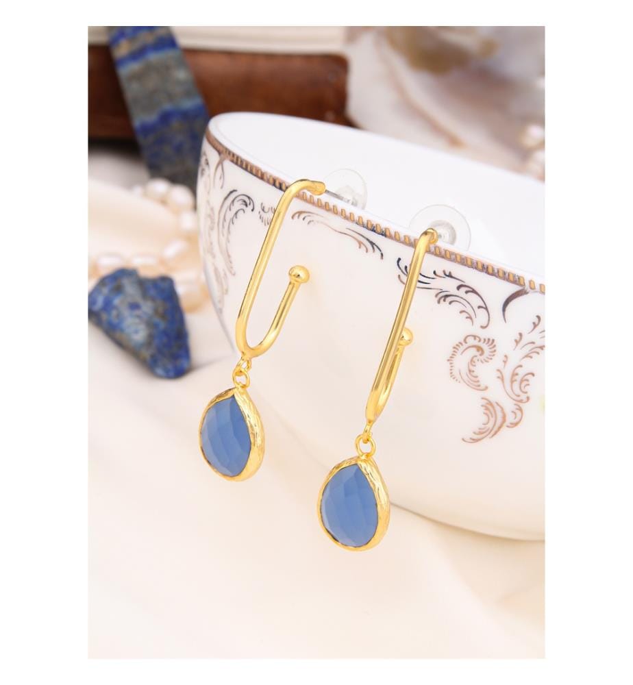 Boucles d'Oreilles en opale bleue - Bleu