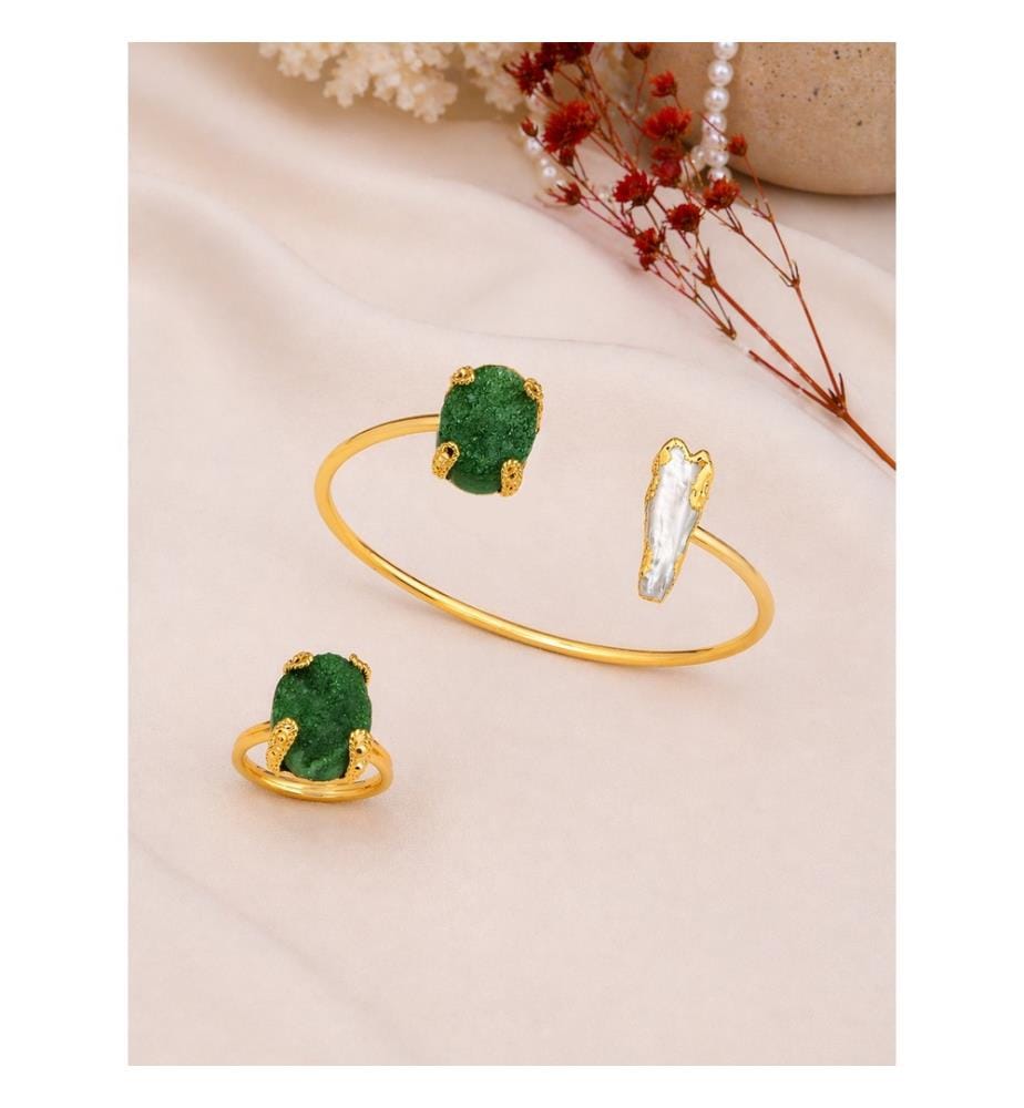 Set de Perle et Quartz - Vert et Blanc