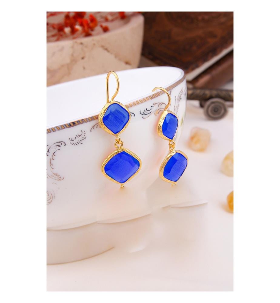 Boucles d'oreilles « yeux de chat » - Bleu