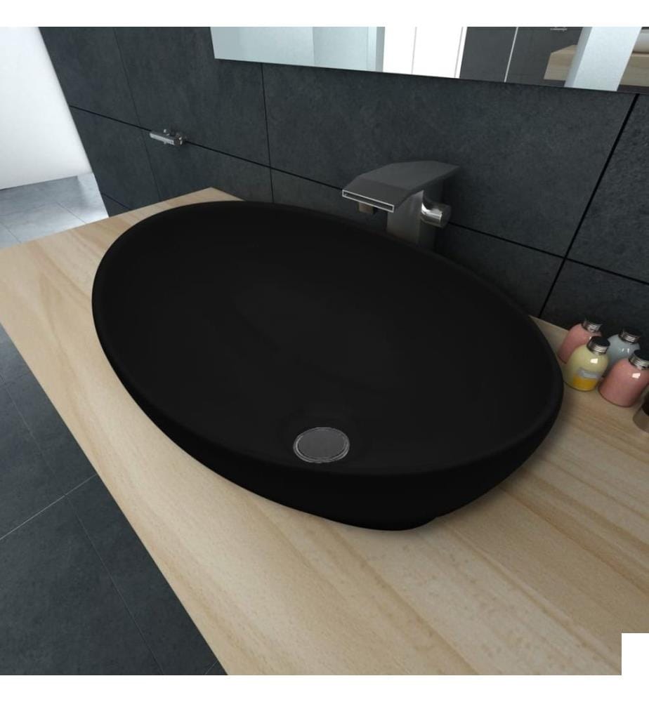 Lavabo ovale Céramique 40 x 33 cm Noir