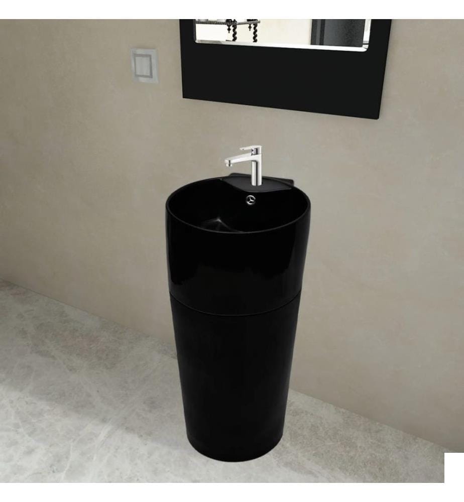 Vasque à trou de trop-plein/robinet céramique Noir pour salle de bain