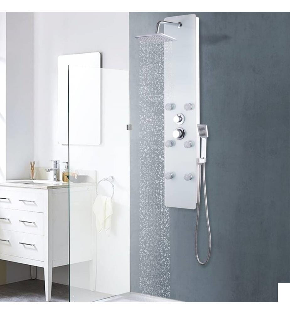 Panneau de douche Verre 25 x 44,6 x 130 cm Blanc