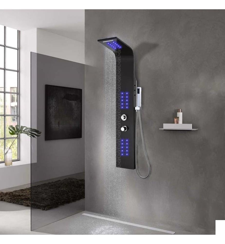 Panneau de douche aluminium 20x44x130 cm noir