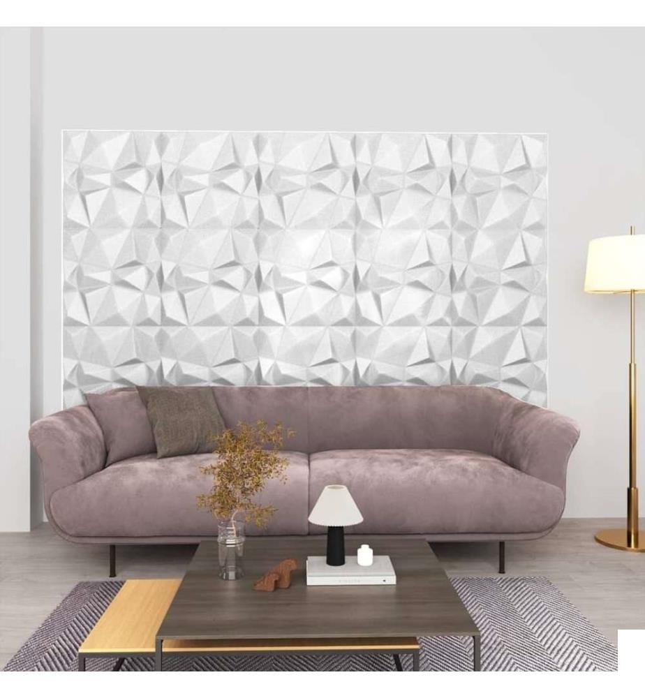 Panneaux muraux 3D 24 pcs 50x50 cm Blanc diamant 6 m²