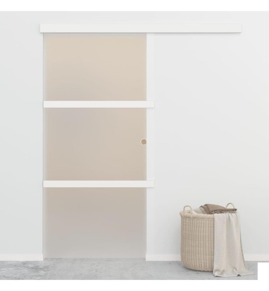 Porte coulissante à butées Verre ESG et aluminium 90x205 cm