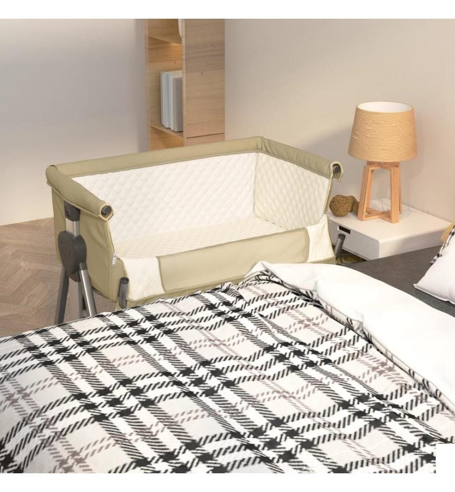 Lit pour bébé avec matelas Taupe Tissu de lin