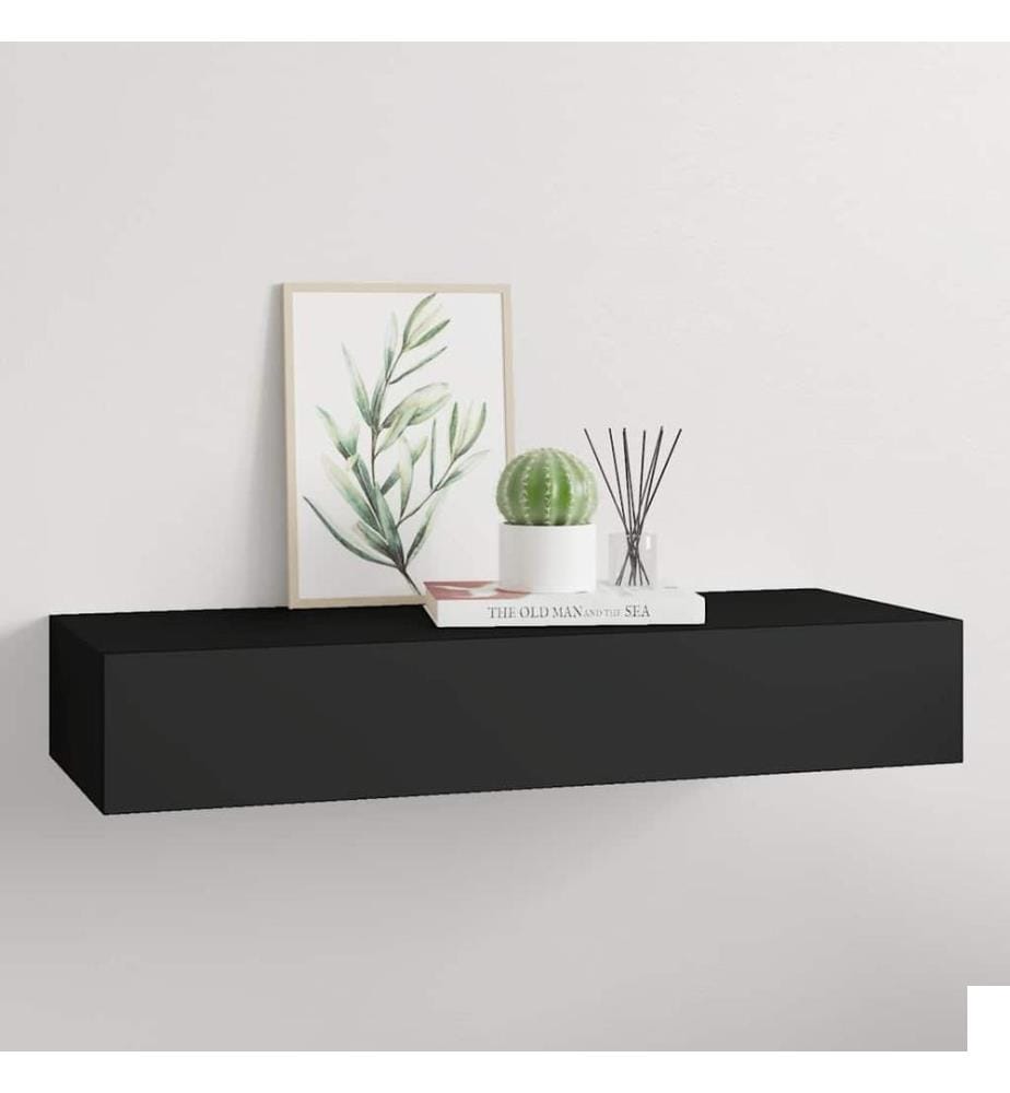 Étagère à tiroir murale Noir 60x23,5x10 cm MDF