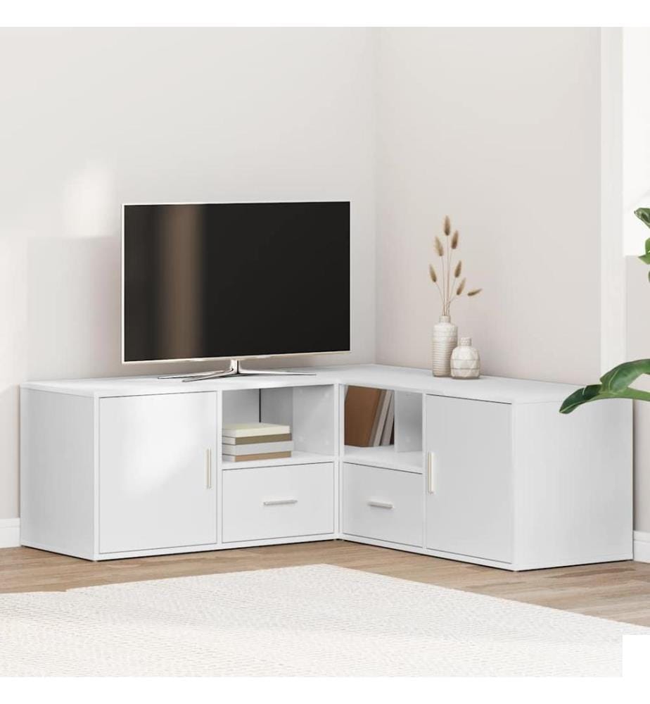 Armoire d'angle blanc 200x40x45 cm bois dingénierie