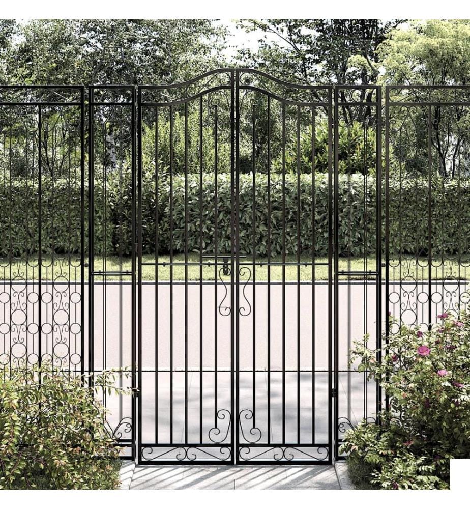 Portail de jardin noir 121x8x180 cm fer forgé
