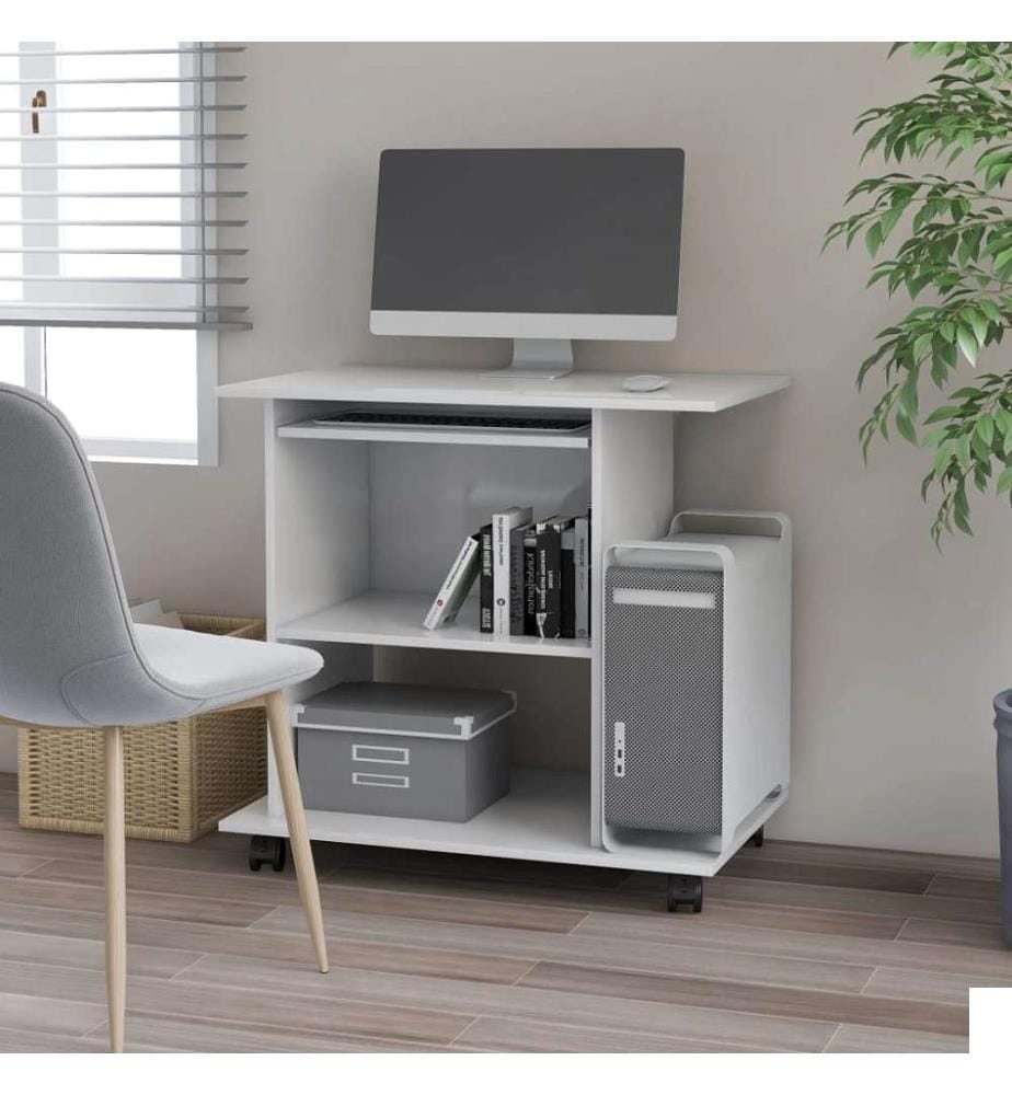 Bureau d'ordinateur Blanc 80x50x75 cm Bois d'ingénierie