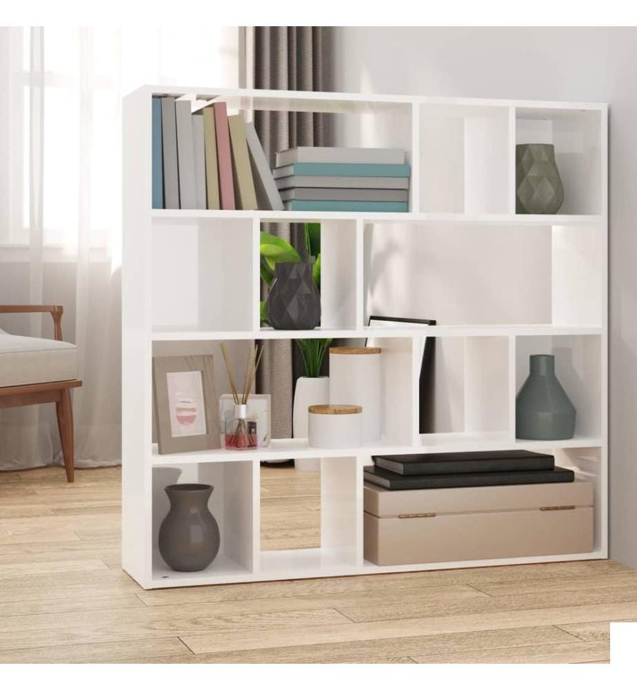 Bibliothèque/Séparateur de pièce Blanc brillant 105x24x102 cm