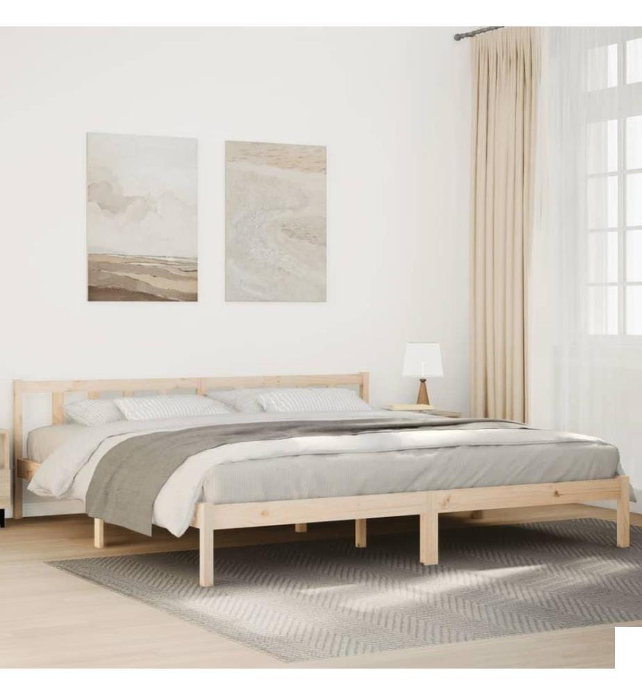 Cadre de lit extra long sans matelas 200x210 cm bois massif pin