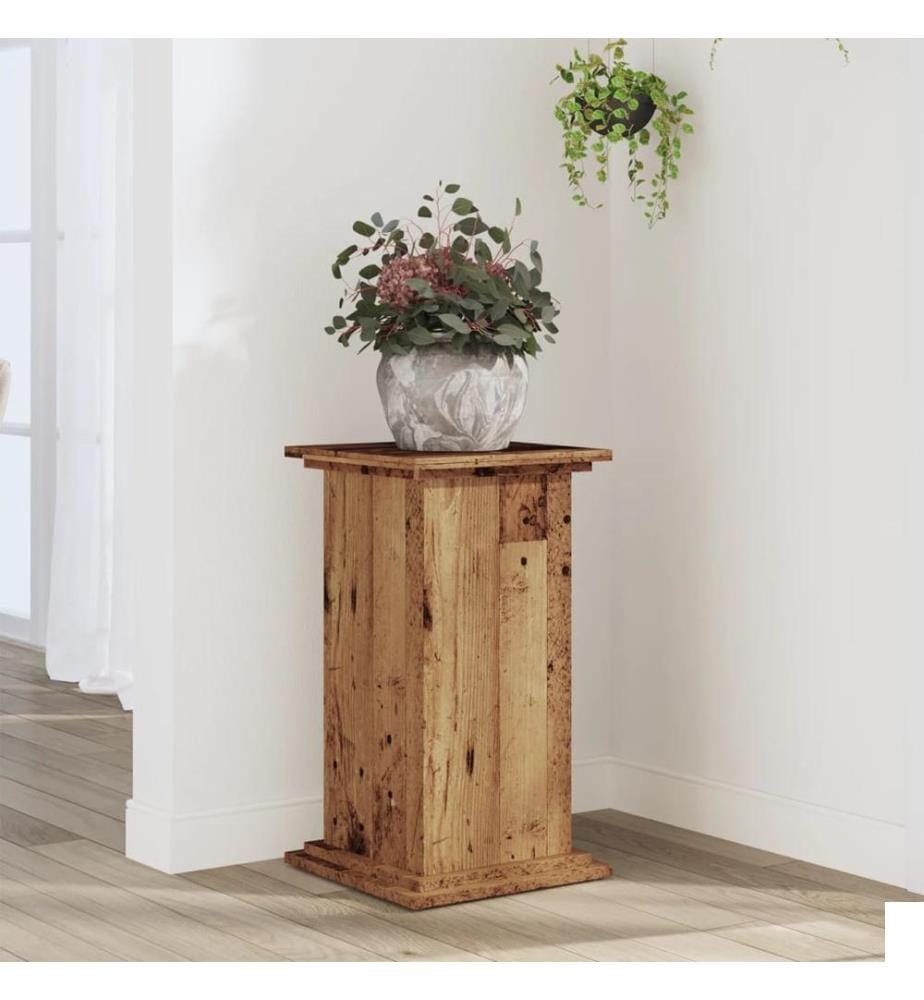 Support pour plantes vieux bois 33x33x60 cm bois d'ingénierie