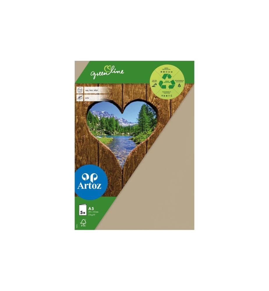 ARTOZ - Carte vierge Green Line A5, 5 pièces, brun clair