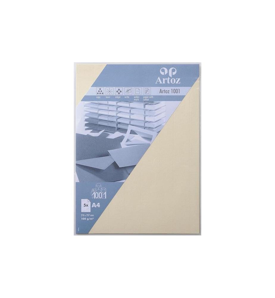 ARTOZ - Papier à lettres 1001 A4 100 g/m² Chamois, 5 feuilles