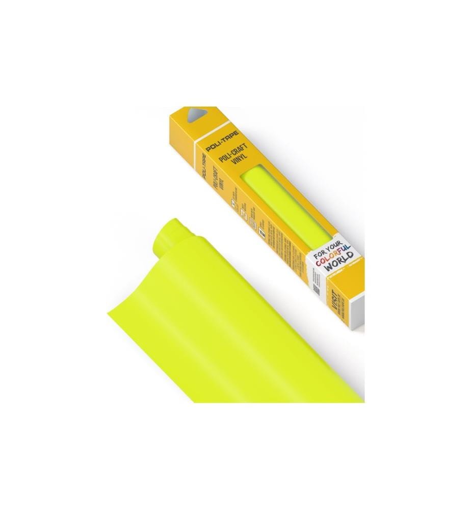 Poli-Tape - Film de vinyle Permanent 30.5 x 183 cm, jaune fluo mat