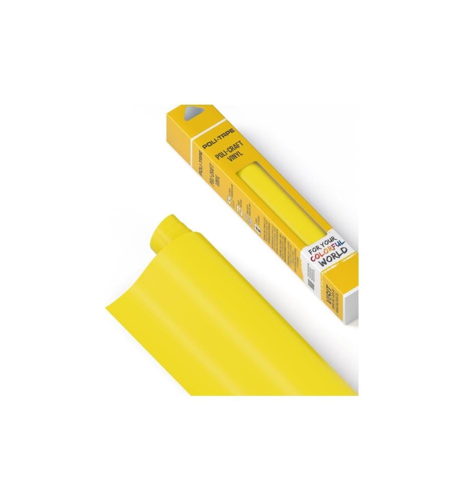 Poli-Tape - Film de vinyle Permanent 30.5 x 183 cm, jaune mat