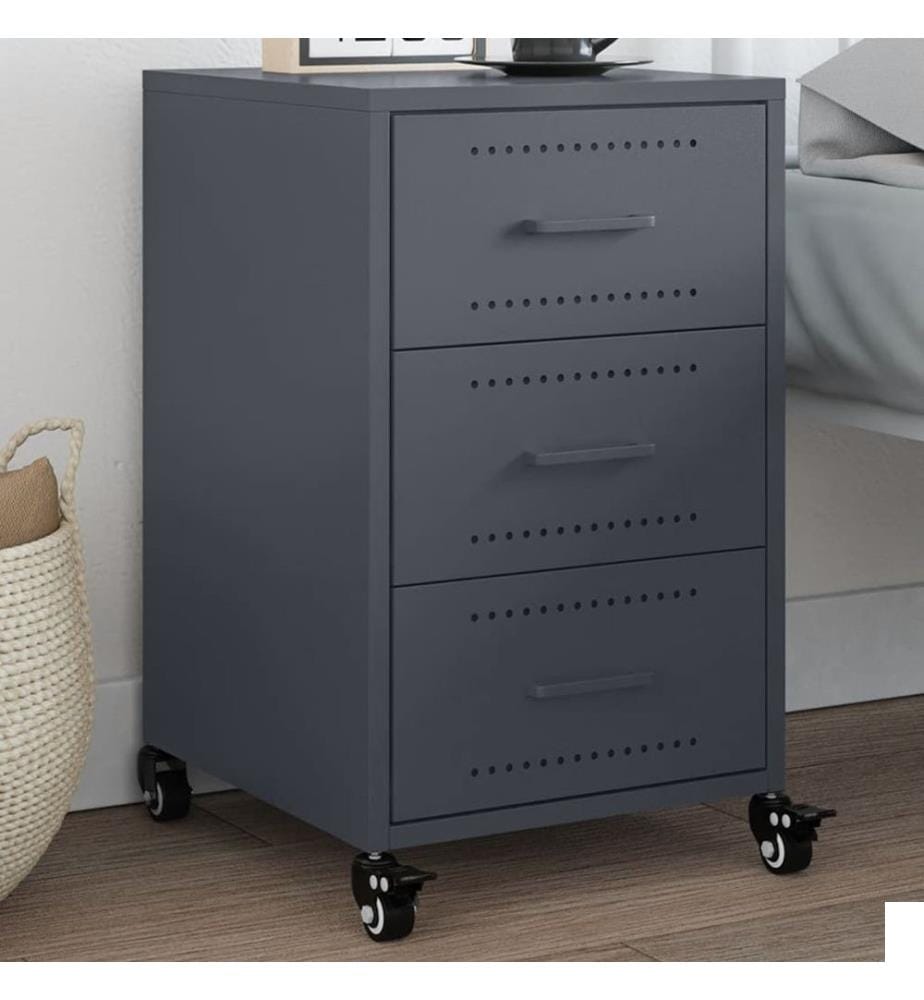 Table de chevet anthracite 36x39x59 cm acier