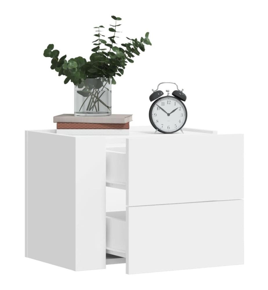 Table de chevet murale blanc 45x30x35 cm