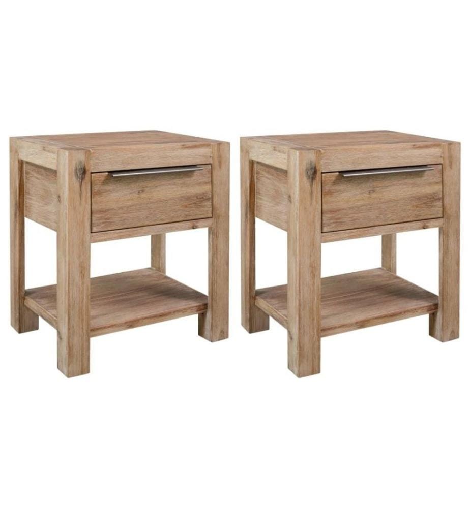Tables de chevet avec tiroirs 2 pcs 40x30x48 cm Acacia solide