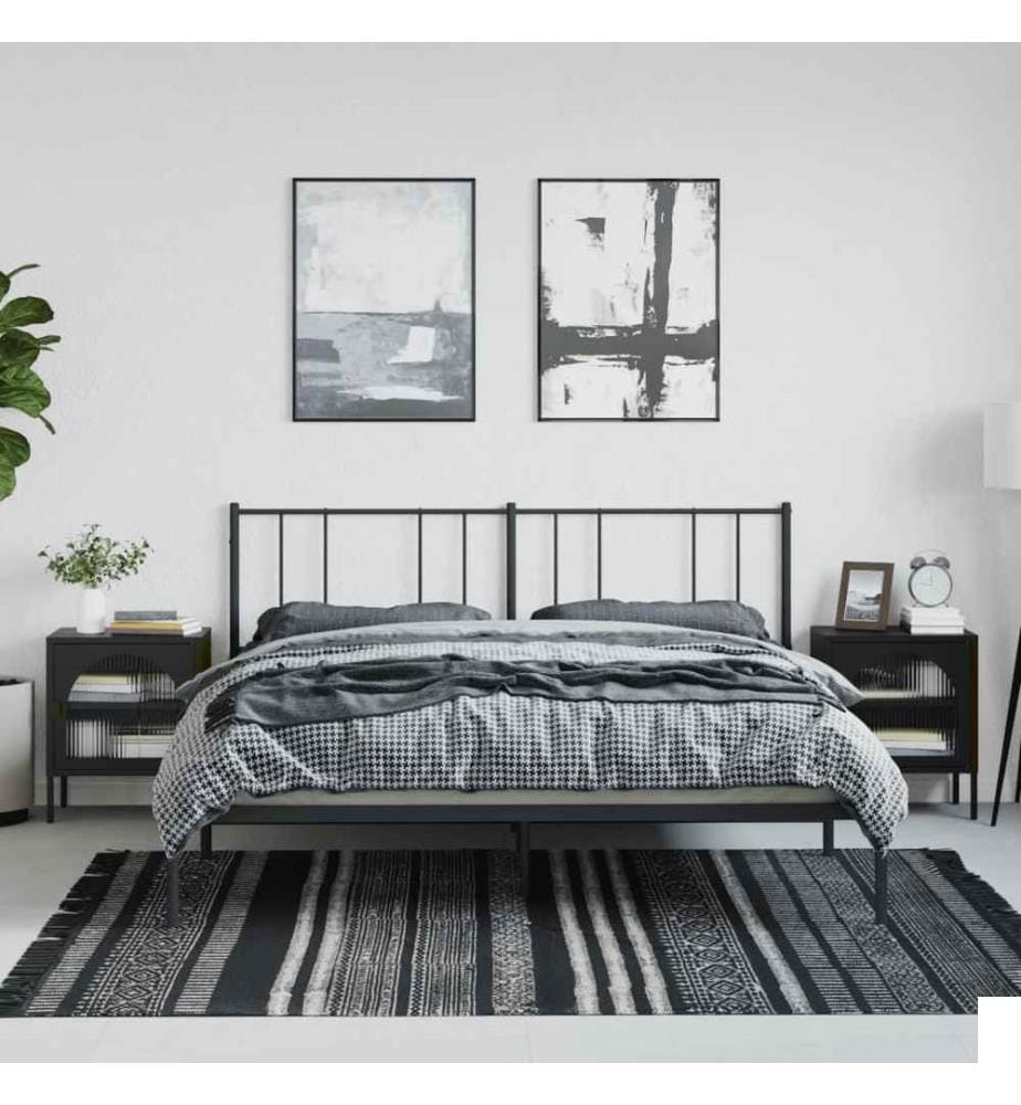 Tables de chevet 2 pcs noir 50x35x60 cm verre et acier