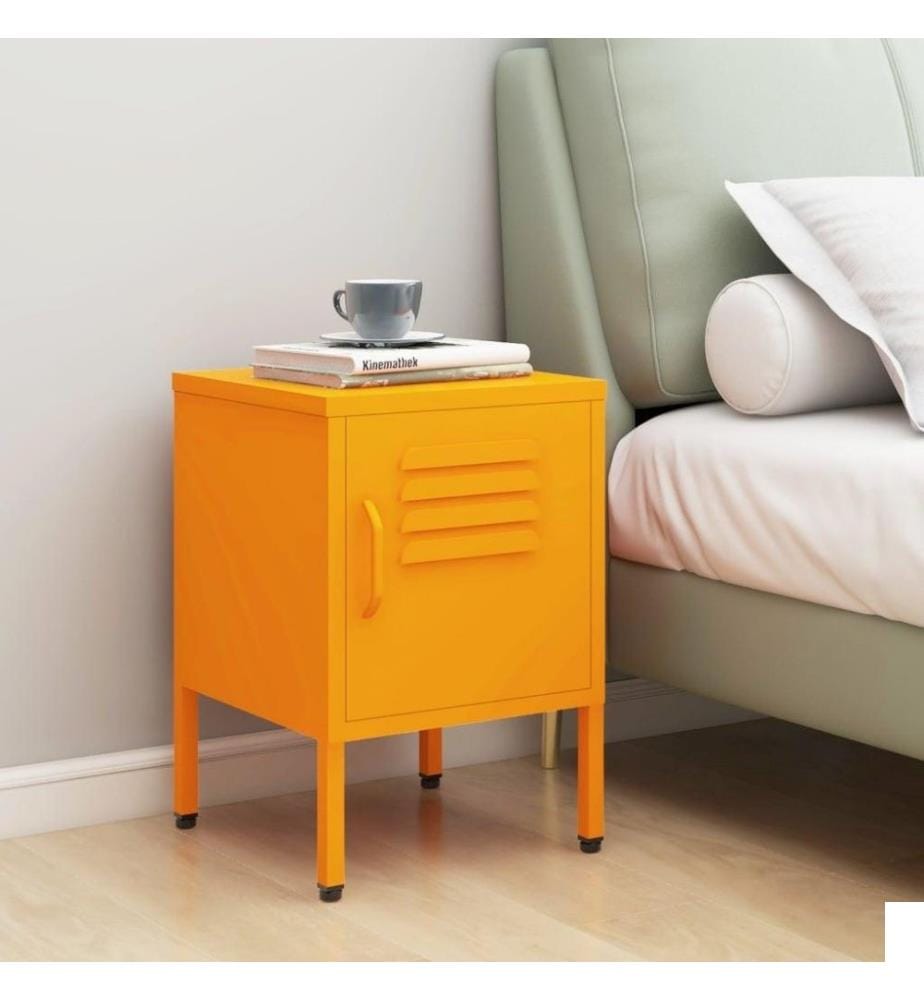 Table de chevet Jaune moutarde 35x35x51 cm Acier