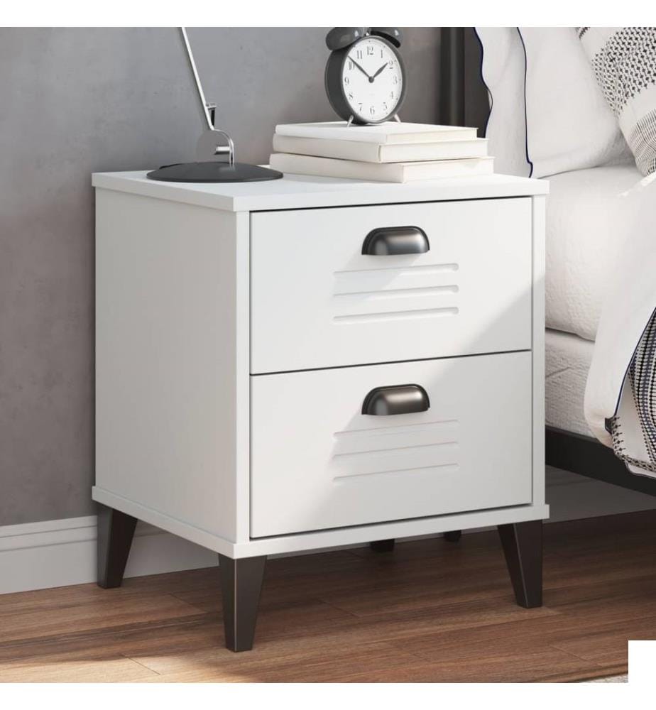 Table de chevet VIKEN blanc bois de pin solide