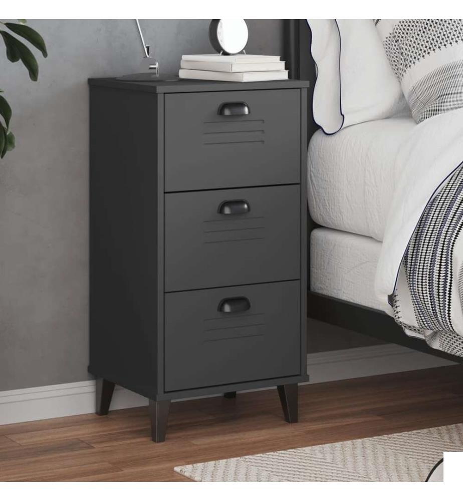 Table de chevet VIKEN gris anthracite bois de pin solide