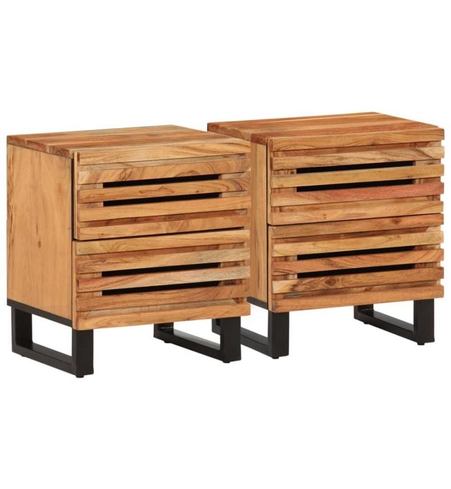 Tables de chevet 2 pcs 40x34x46 cm bois d'acacia massif