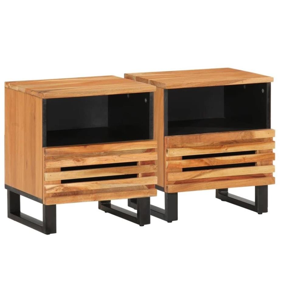 Tables de chevet 2 pcs 40x34x46 cm bois d'acacia massif