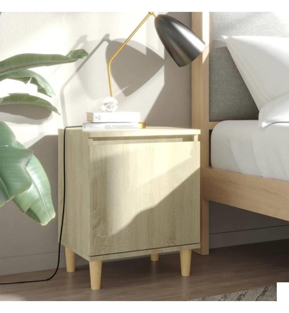 Tables de chevet pieds en bois 2 pcs Chêne sonoma 40x30x50 cm