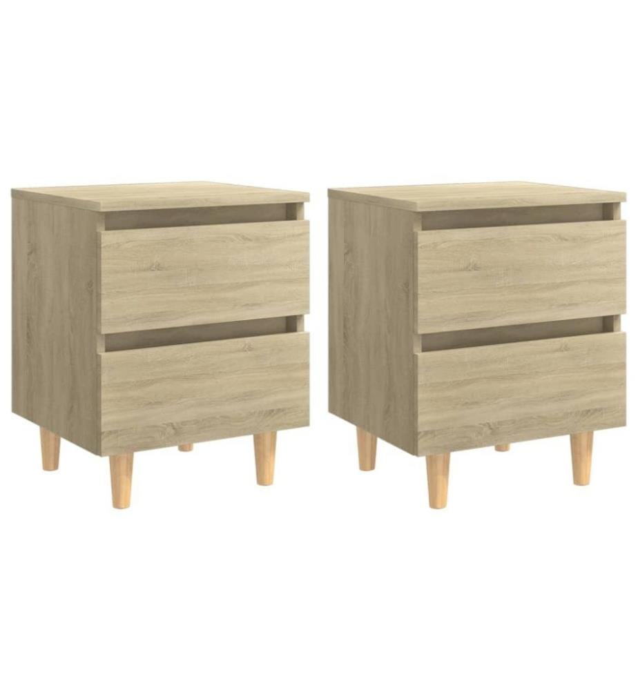 Tables de chevet pieds en pin 2 pcs Chêne sonoma 40x35x50 cm