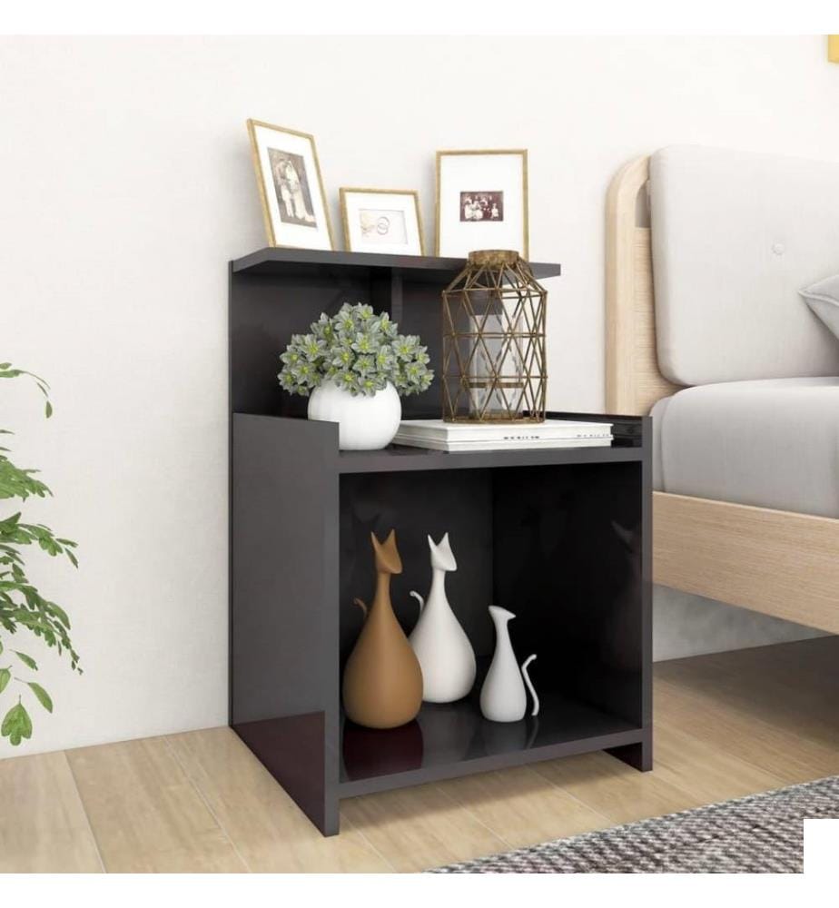 Tables de chevet 2 pcs Gris brillant 40x35x60 cm Aggloméré