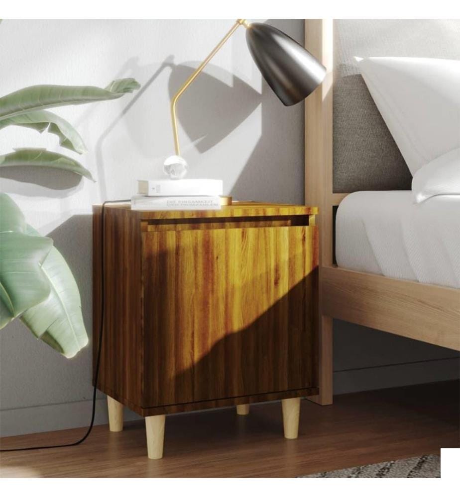 Tables de chevet pieds en bois 2 pcs Chêne marron 40x30x50 cm