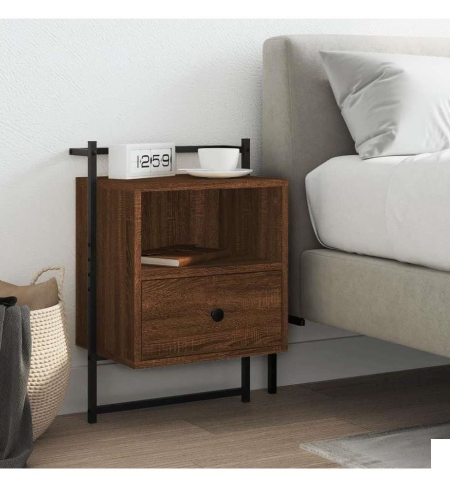 Table de chevet murale chêne brun 40x30x61 cm bois d'ingénierie