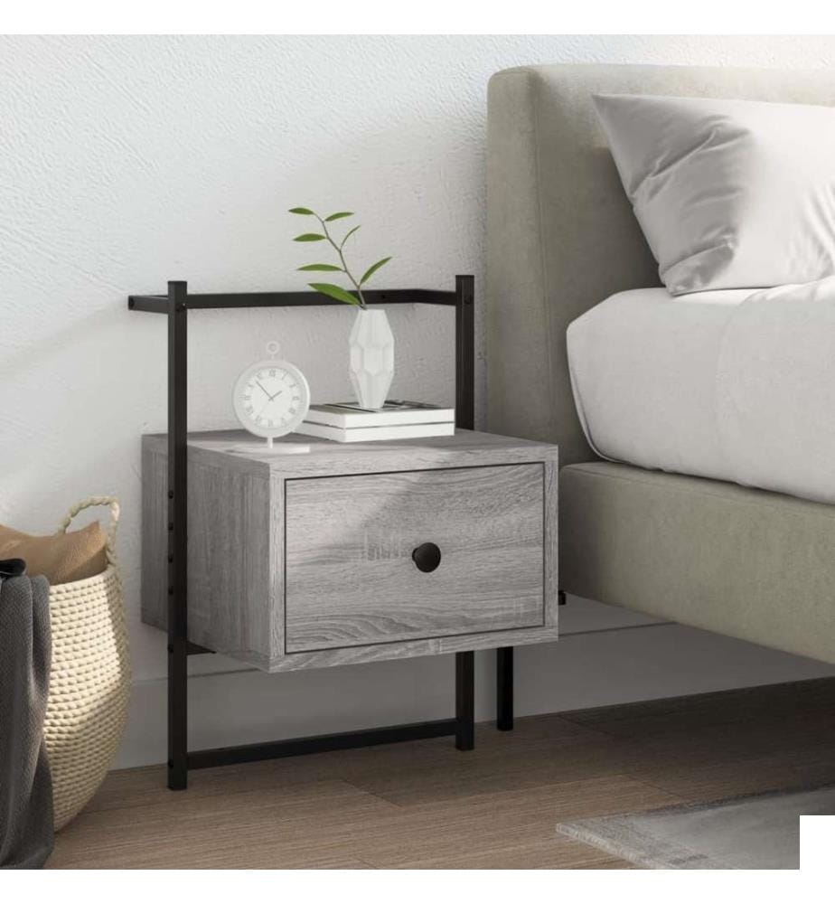 Table de chevet murale sonoma gris 35x30x51cm bois d'ingénierie