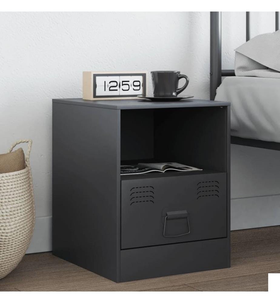 Table de chevet anthracite 34,5x39x44 cm acier