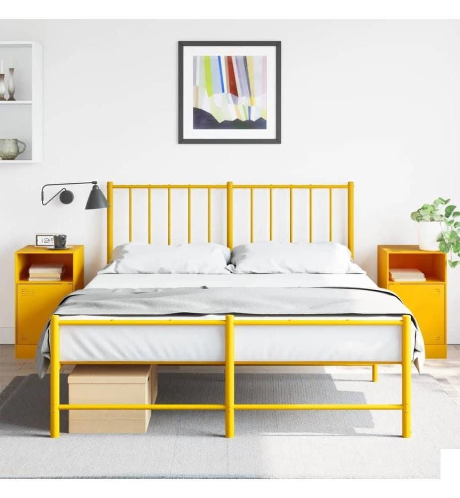 Tables de chevet 2 pcs jaune moutarde 34,5x39x62 cm acier