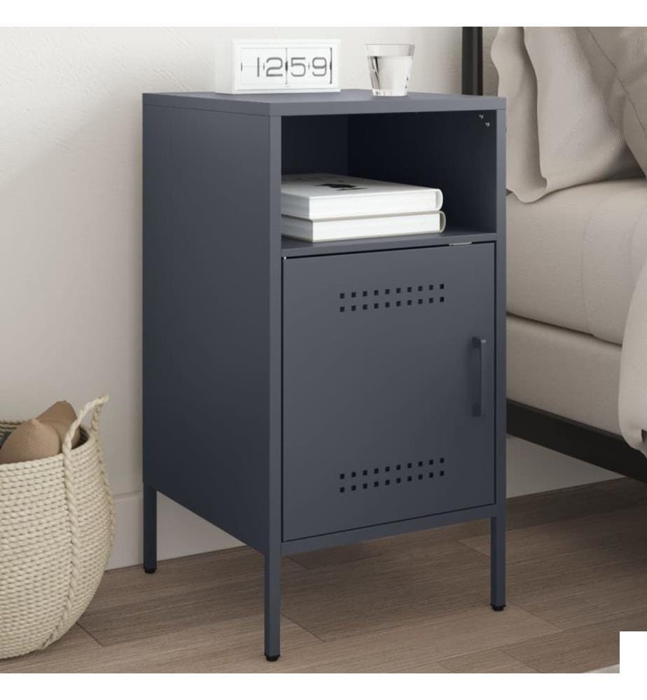 Table de chevet anthracite 36x39x68 cm acier laminé à froid
