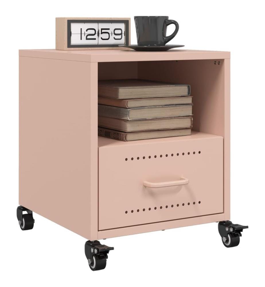 Tables de chevet 2 pcs rose 36x39x43,5 cm acier