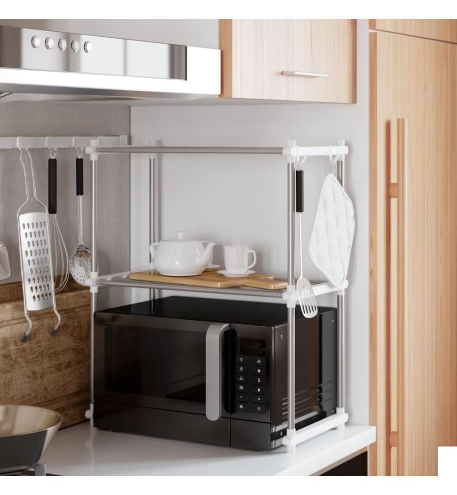 Étagère pour micro-ondes blanc 51x27x63 cm aluminium