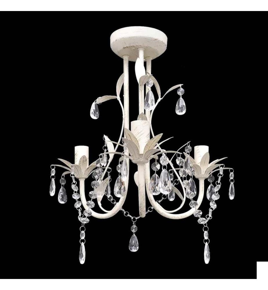 Lustre suspendu à cristaux Blanc élégant