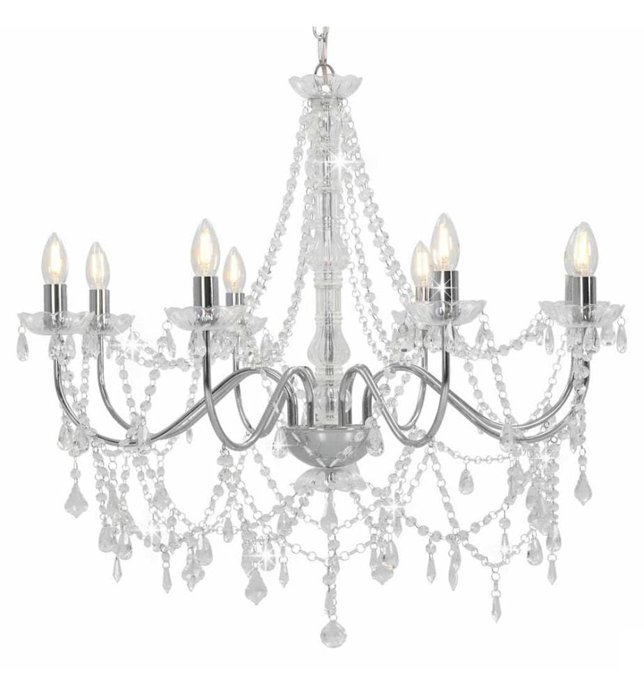Lustre avec perles Argenté 8 ampoules E14