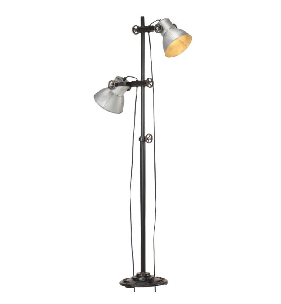 Lampadaire avec 2 abat-jour Argenté E27 Fonte