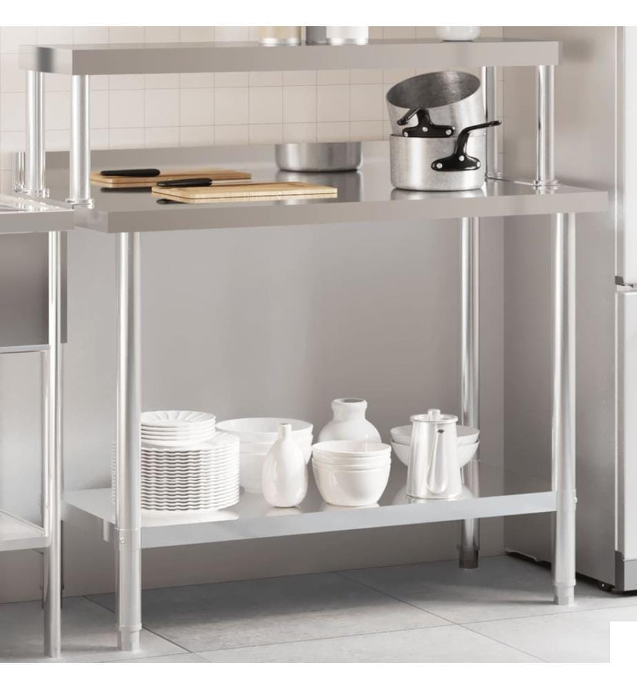 Table de travail de cuisine avec étagère 110x55x120 cm inox