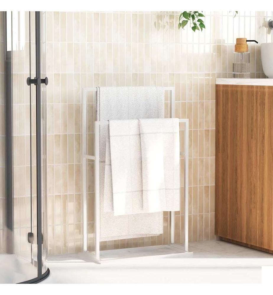 Porte-serviettes sur pied Blanc 48x24x78,5 cm Fer