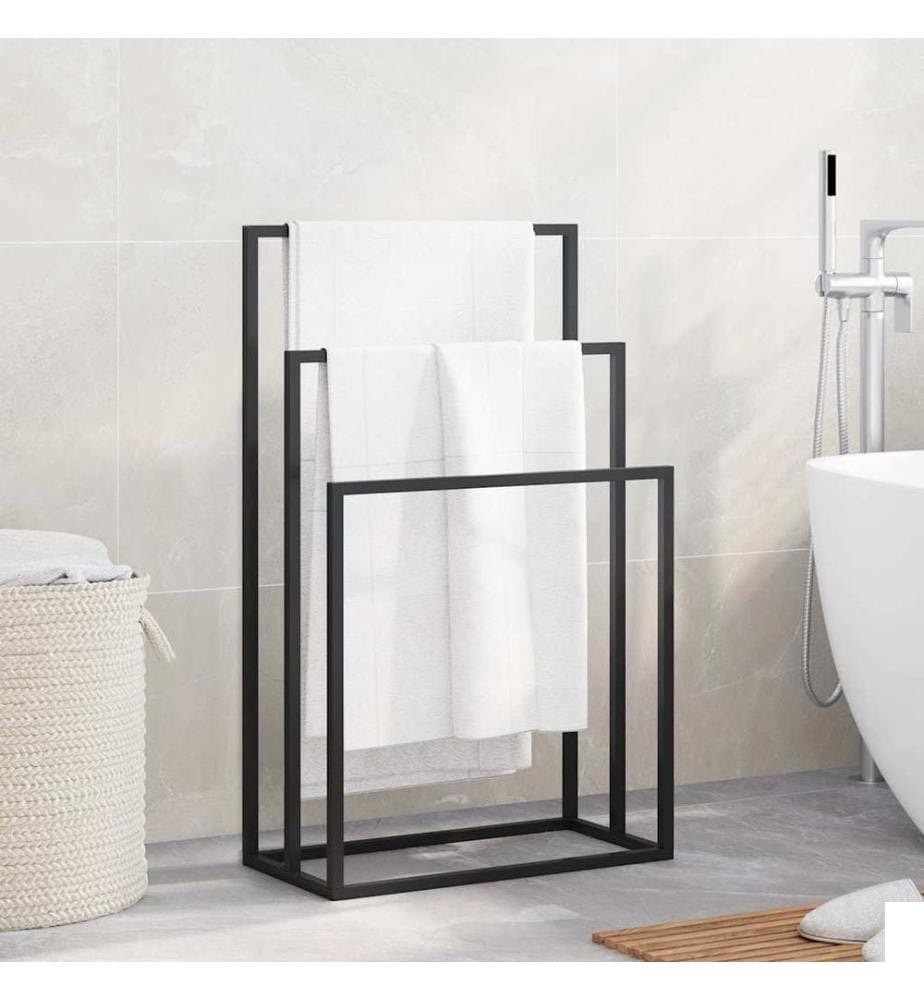 Porte-serviettes sur pied Noir 48x24x79 cm Fer